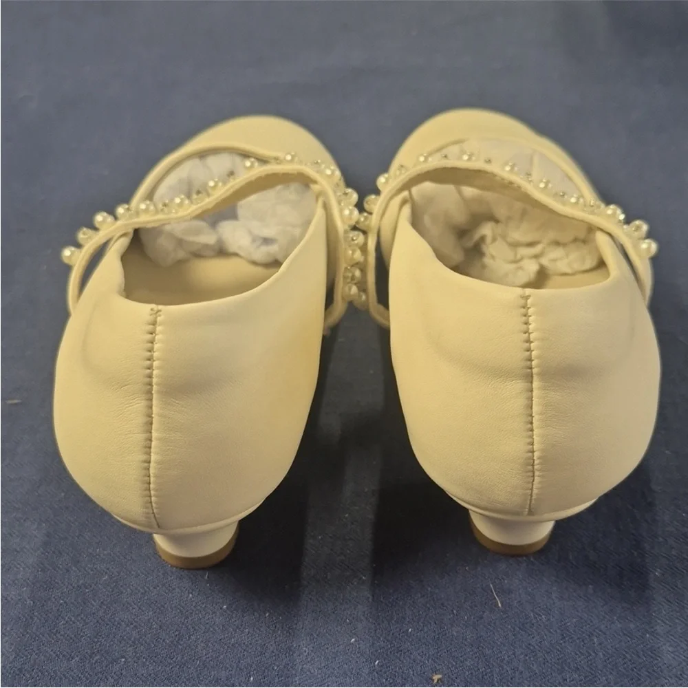 DREAM PAIRS Little Kid Mary Jane Ballerina Flat Shoes Pearl & Rhinestone Size 13